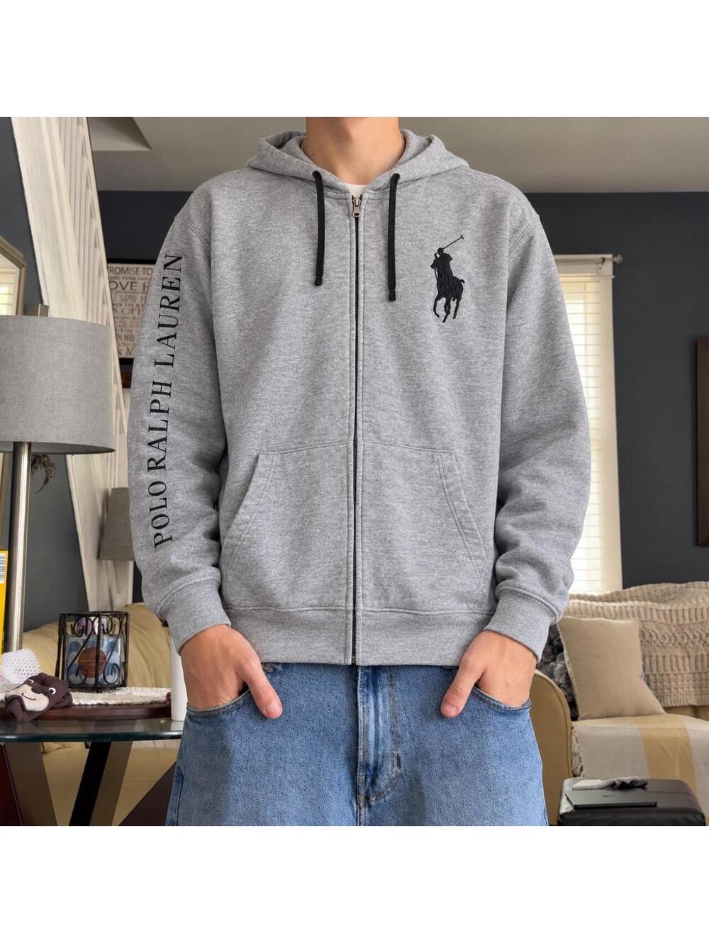 Crazy fire Y2K polo Ralph Lauren big pony zip up hoodie.